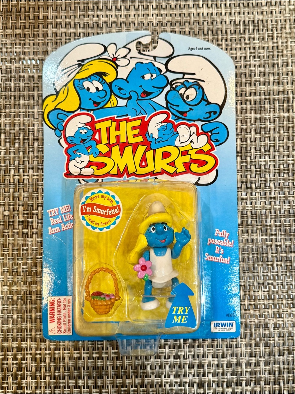 The Smurfs Smurfette Blue Figure with White Dress and Yellow Hat